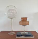 Vaas - transparant en bruin glas, Ophalen, Zo goed als nieuw, Glas, Minder dan 50 cm