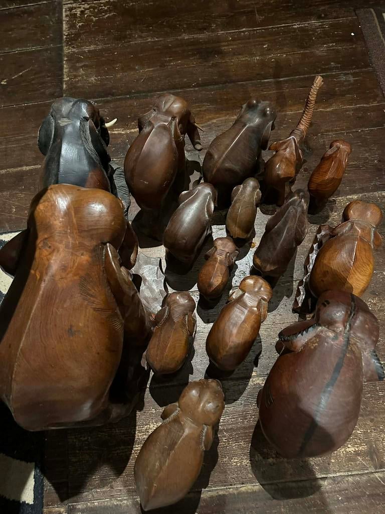 Lot 15 houten olifanten, Antiek en Kunst, Ophalen
