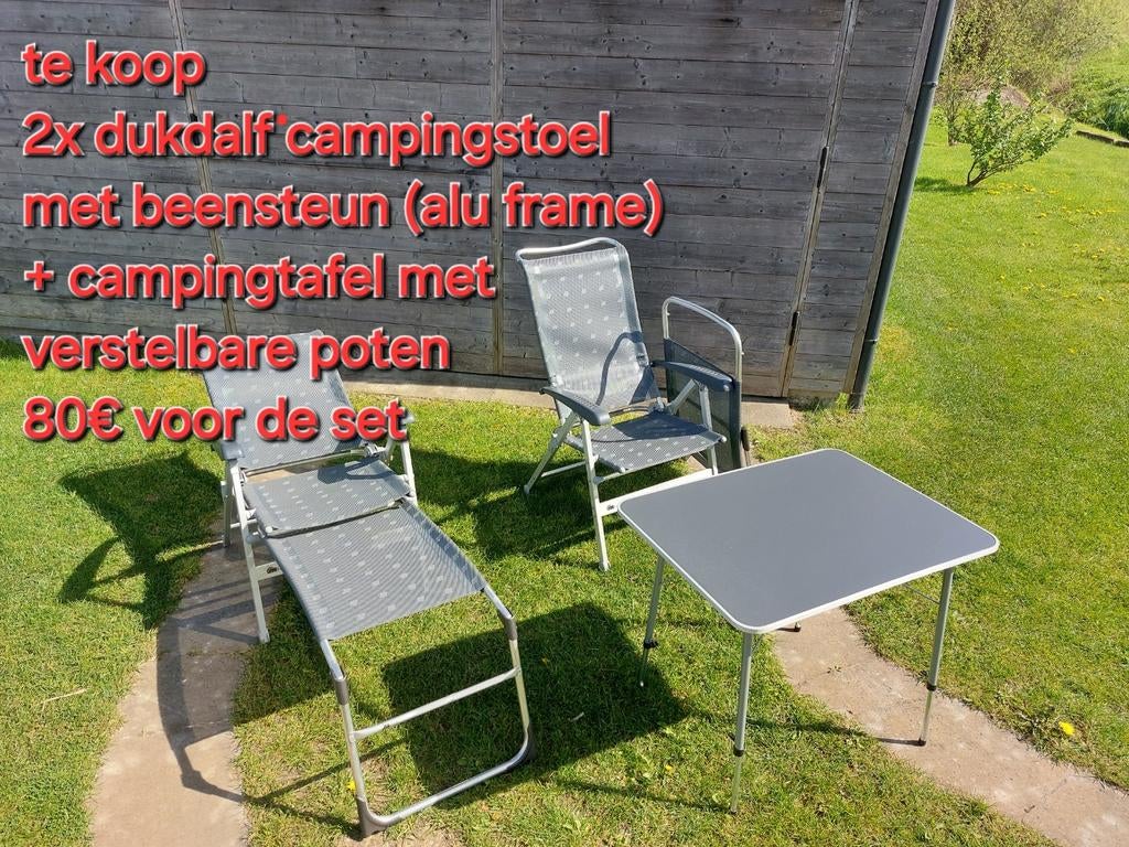 campeerstoelen en tafel, Caravanes & Camping, Meubles de camping, Enlèvement, Table de camping