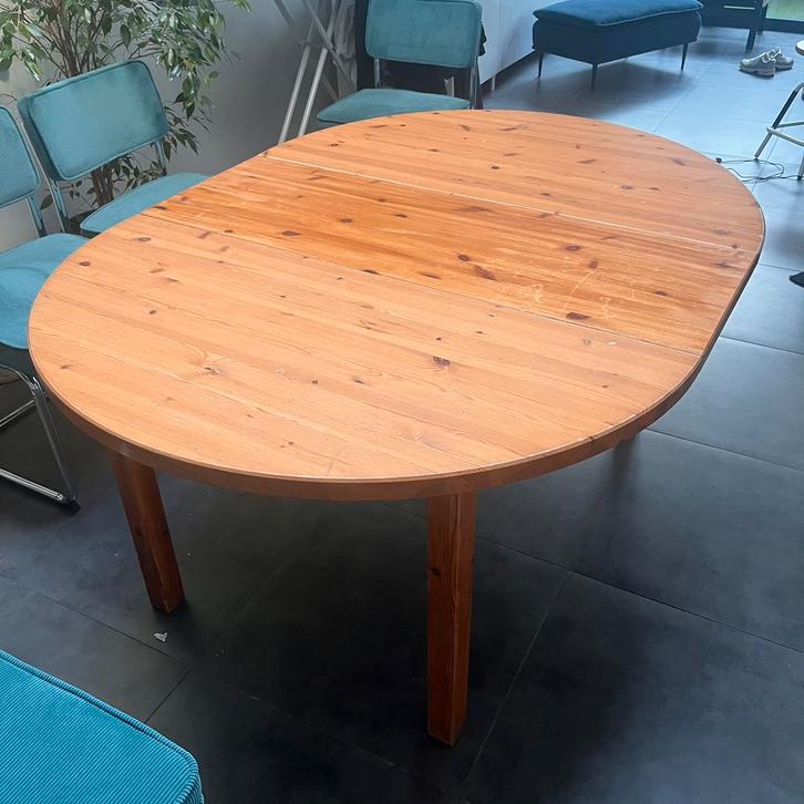 Uitschuifbare ronde tafel, Huis en Inrichting, Tafels | Eettafels, Gebruikt, 100 tot 150 cm, Ophalen