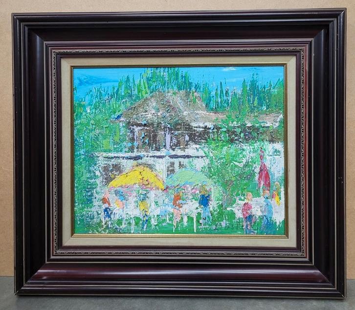 Willy BOSTEELS, op een zomers terras, Antiek en Kunst, Kunst | Schilderijen | Klassiek, Ophalen of Verzenden