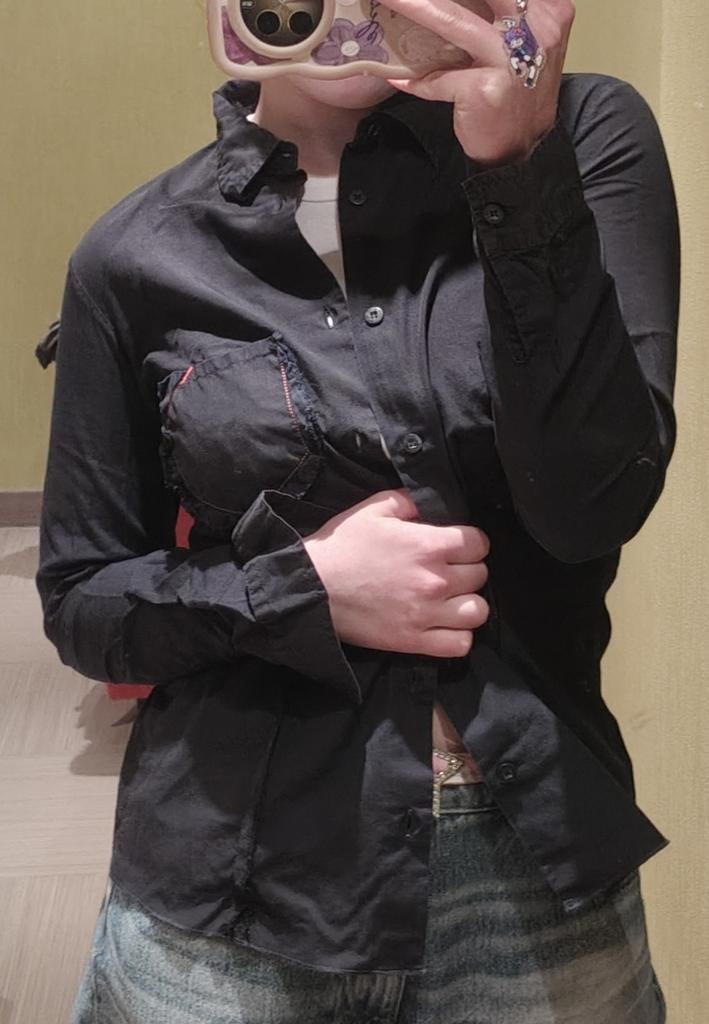 Marithé + François Girbaud overhemd / blouse – Maat 36, Kleding | Dames, T-shirts, Zo goed als nieuw, Maat 36 (S), Zwart, Lange mouw