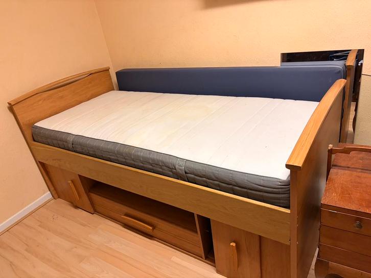 Lit 1 personne avec rangements intégrés, Maison & Meubles, Chambre à coucher | Lits, Utilisé, Une personne, Bois, Brun, Enlèvement