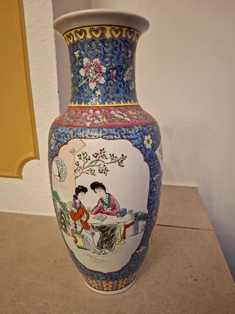 Chinese porseleinen vaas ,famille rose, Qianlong merk, 41 cm, Antiquités & Art, Antiquités | Vases, Enlèvement