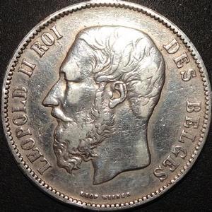 Argent - Belgique - 5 Francs - Leopold II - 1870, Timbres & Monnaies, Monnaies | Belgique, Monnaie en vrac, Argent, Argent, Enlèvement ou Envoi