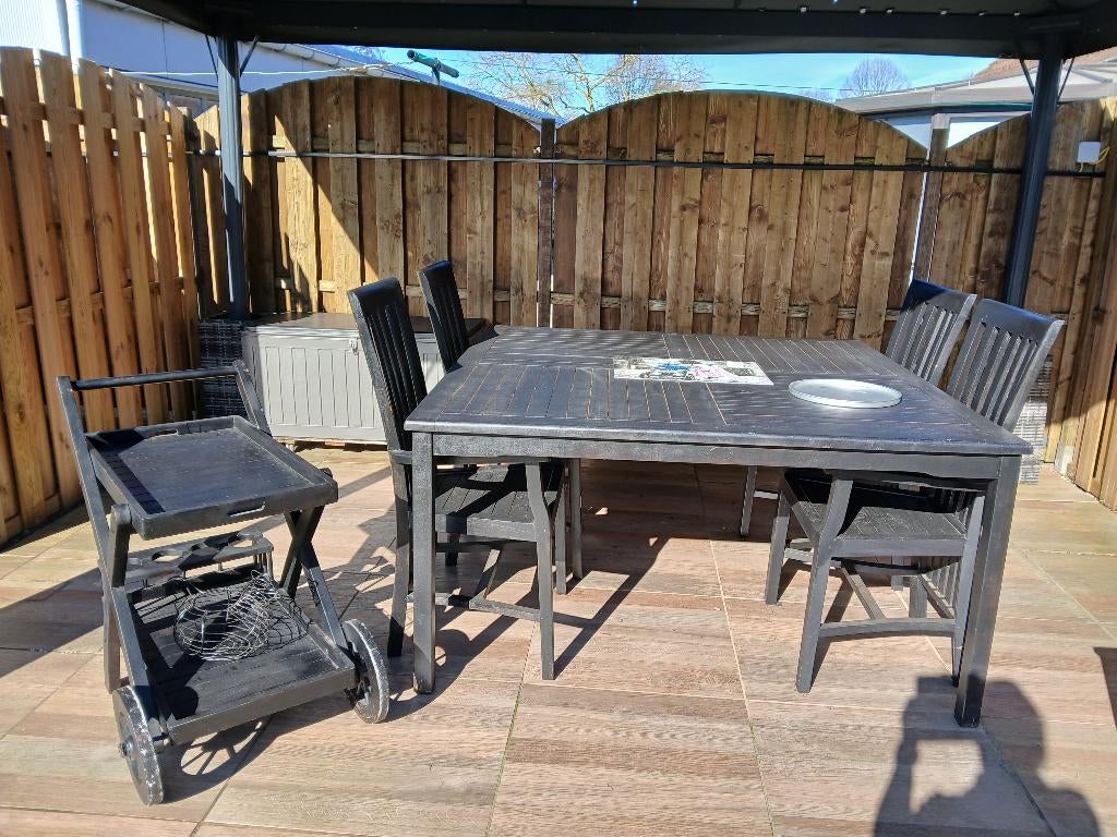 tuinstel, Tuin en Terras, Ophalen, Gebruikt, Teakhout, 8 zitplaatsen