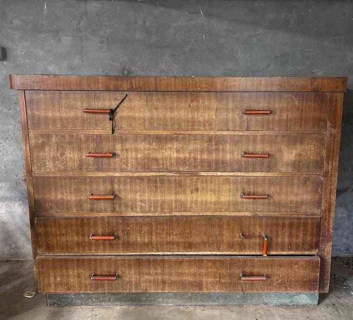 Commode et commode en bois, Maison & Meubles, Armoires | Commodes, Utilisé, 100 à 150 cm, 25 à 50 cm, 5 tiroirs ou plus, Enlèvement