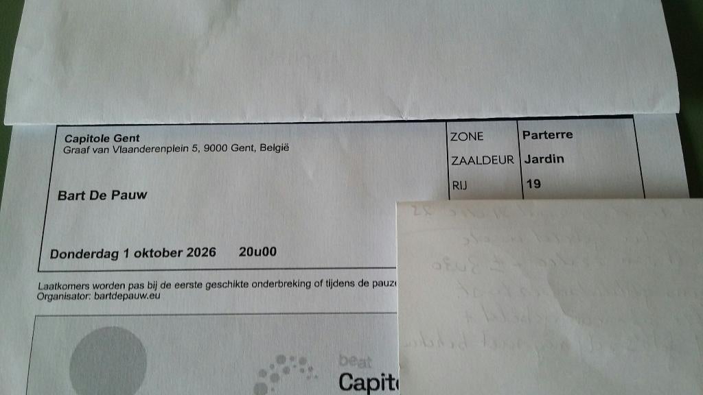 Bart De Pauw, Tickets en Kaartjes, Twee personen, Oktober