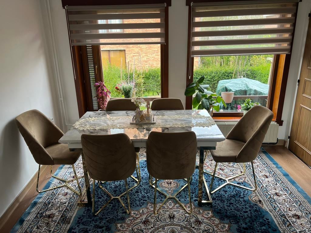 Eettafel met 6 stoelen – zo goed als nieuw, uitschuifbaar, Enlèvement, Comme neuf