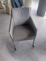 4 prachtige Dahli stoelen en fauteuils in antraciet leer, Huis en Inrichting, Ophalen, Zo goed als nieuw, Grijs, Leer