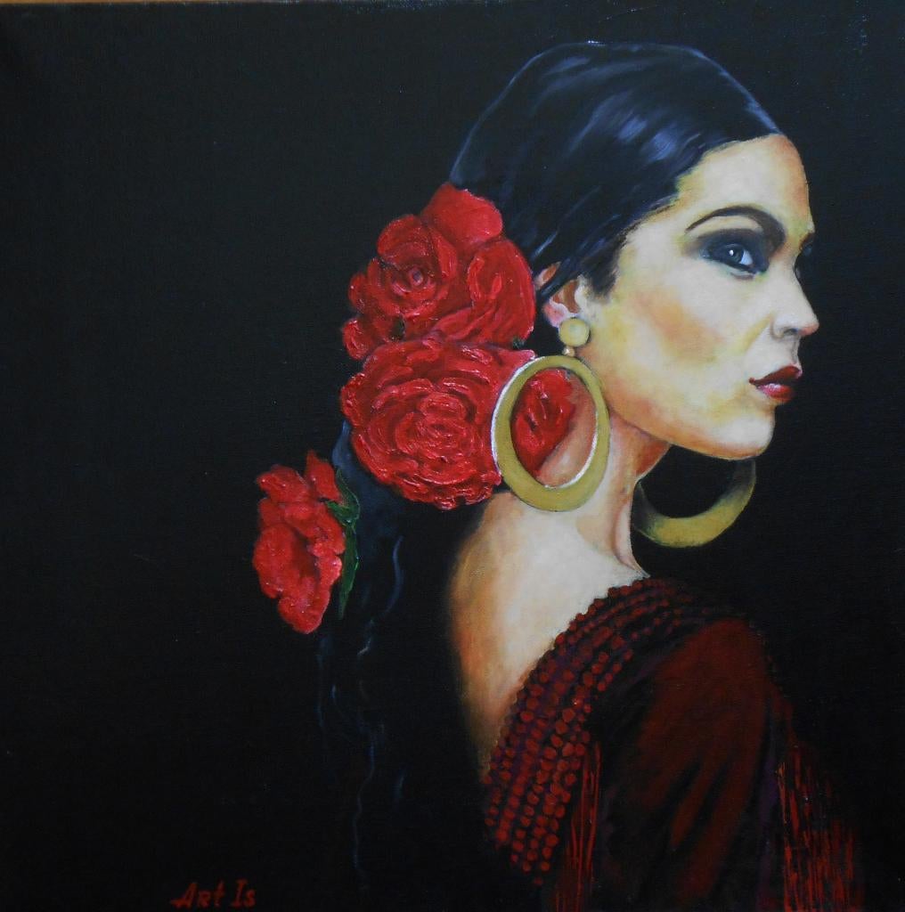Peinture de danseuse de flamenco, Antiquités & Art, Envoi