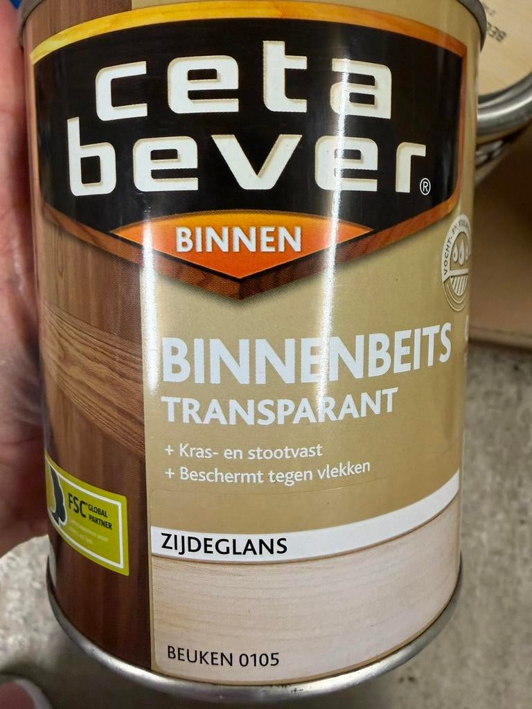 Cetabever transparante beits beuken 0,75liter, Ophalen of Verzenden, Zo goed als nieuw, Hout, Transparant