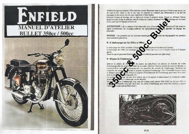 RTM 350 - 500 Royal-Enfield in het Frans., Motoren, Handleidingen en Instructieboekjes, Ophalen of Verzenden