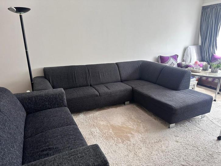 Canapé d'angle en tissu 4 + 2 places, Maison & Meubles, Canapés | Salons, Utilisé, Banc d'angle, Quatre personnes ou plus, 250 à 300 cm