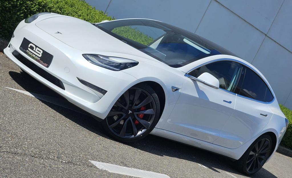 *** Tesla 3 Performance - 513 Pk - AP - FSD 3 - Garantie ***, Auto's, Tesla, Lichtsensor, Zwart, Wit, Leder