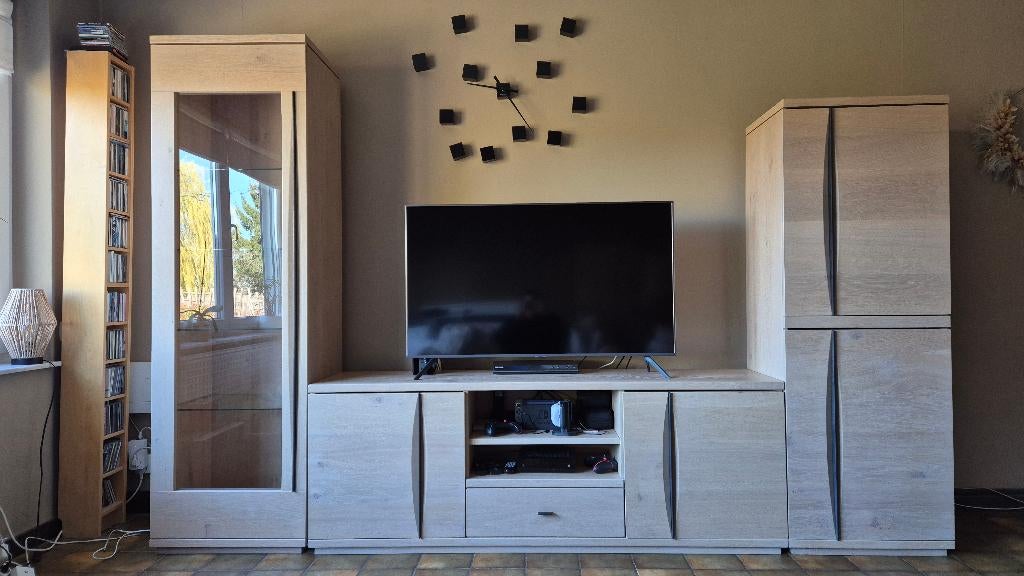 Meubles de salon en chêne clair massif, Maison & Meubles, Armoires | Mobilier de télévision, 25 à 50 cm, 150 à 200 cm, Utilisé