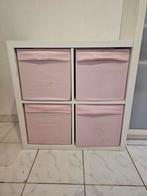 Meuble IKEA KALLAX de rangement + 4 cubes en tissu rose, Enlèvement, Utilisé