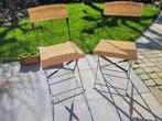Parijse klapstoeltjes in rotan met ijzeren onderstel, Jardin & Terrasse, Chaises de jardin, Enlèvement, Utilisé, Rotin, Pliant