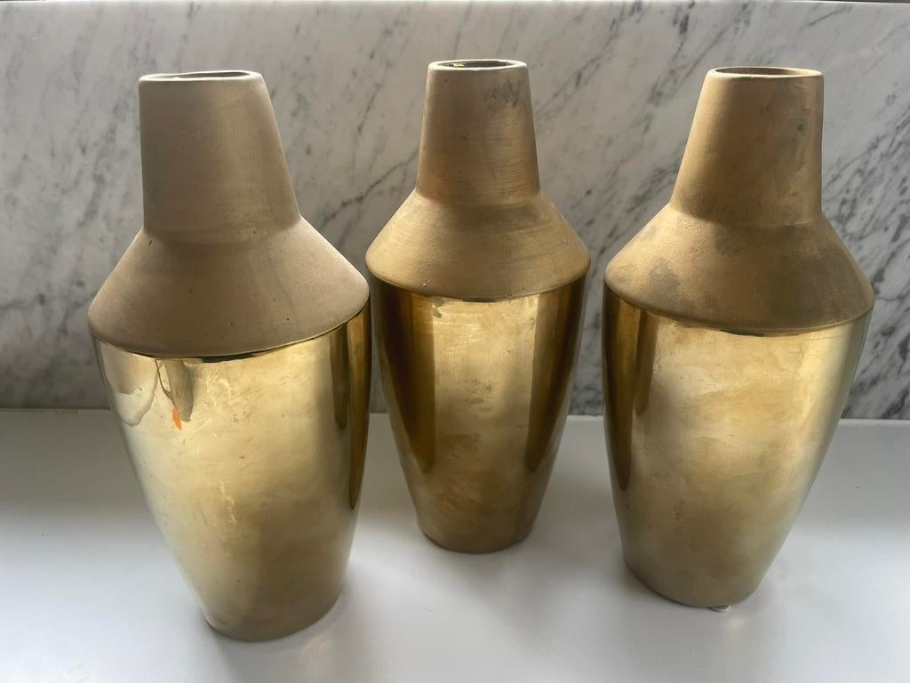 Gouden vazen 3 stuks, Ophalen, Zo goed als nieuw