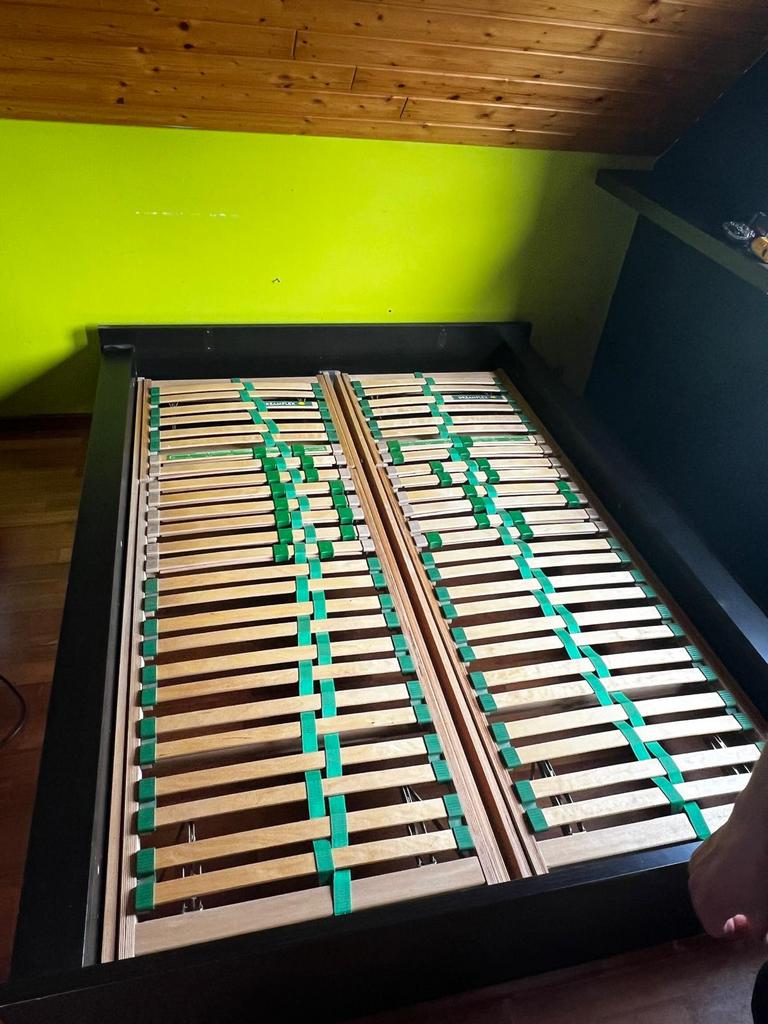 Ikea bed (kader + 2 lattenbodems), Ophalen, Gebruikt, Tweepersoons, IKEA