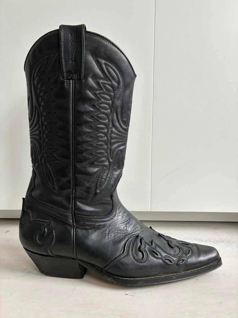 Joe Sanchez leren Western laarzen maat 42, Hoge laarzen, Zwart, Ophalen of Verzenden, Gedragen