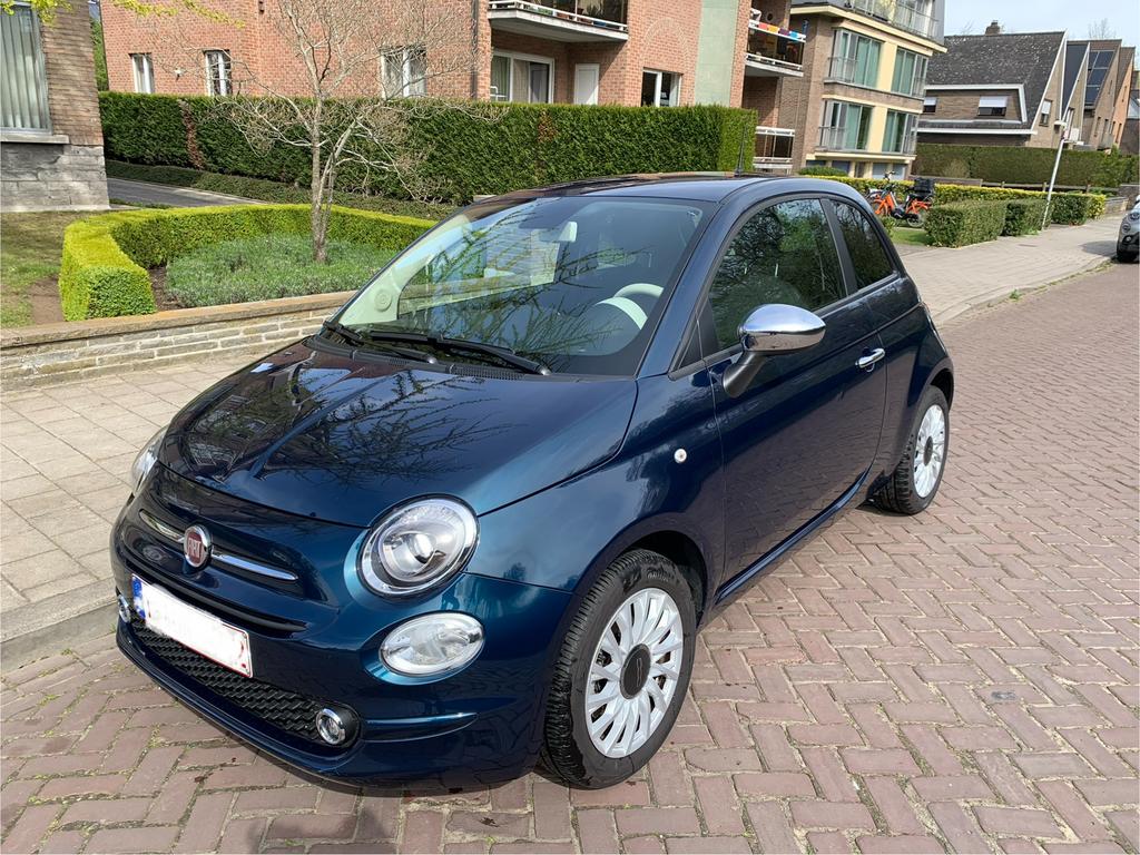 Fiat 500 1.0 hybrid vernice blauw 2155km, Auto's, Voorwielaandrijving, 4 zetels, Stof, Blauw