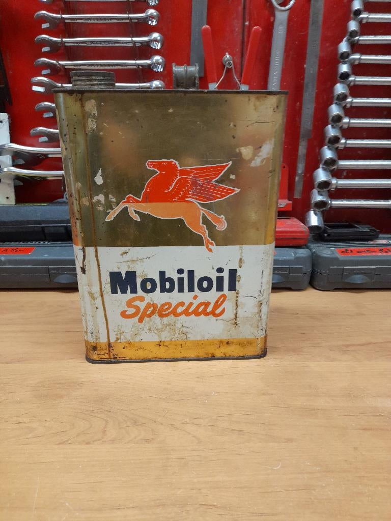 Oude lege oliekan mobil mobiloil special 5 liter, Verzamelen, Merken en Reclamevoorwerpen, Gebruikt, Overige typen, Verzenden