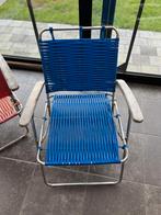 2 vintage tuinstoelen, spaghetti stijl *opklapbaar*, Gebruikt, Twee, Blauw, Geen idee