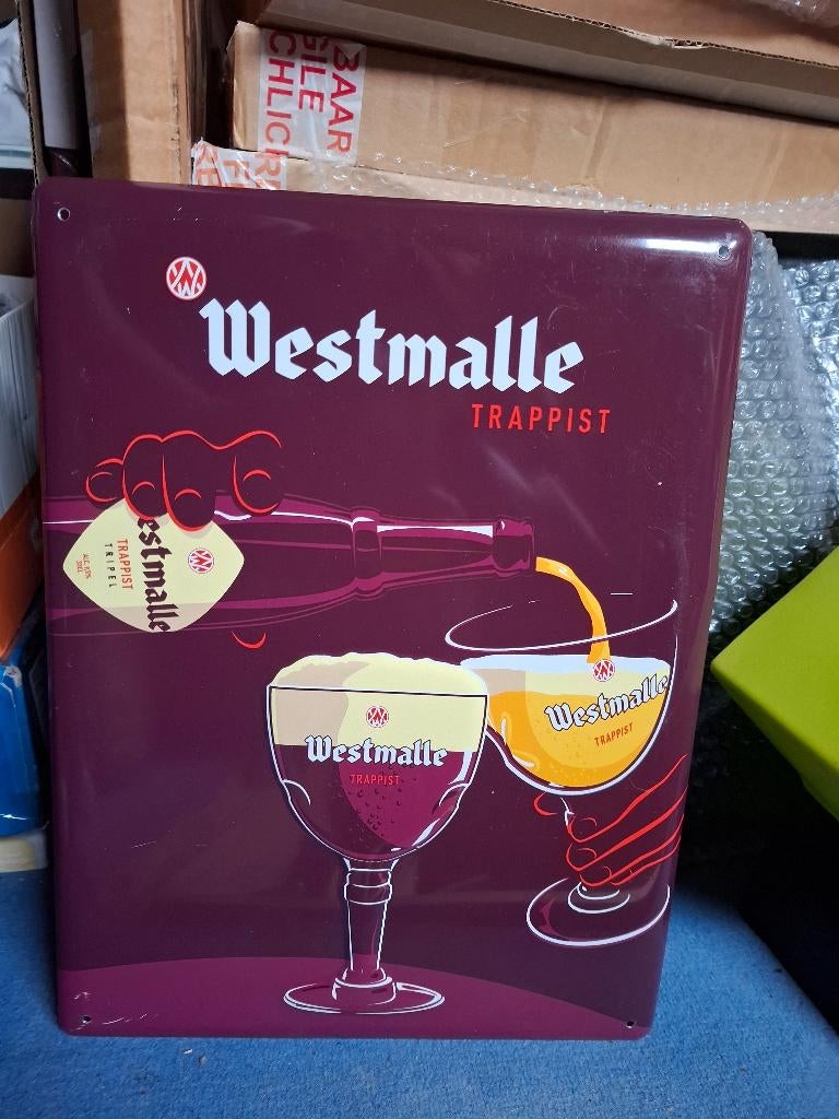 Enseigne publicitaire Westmalle Trappiste, Enlèvement ou Envoi, Neuf, Panneau, Plaque ou Plaquette publicitaire, Autres marques