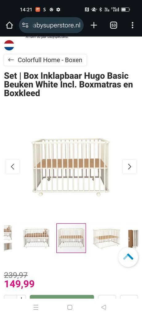 Babypark, Kinderen en Baby's, Babyparken, Zo goed als nieuw, Rechthoekig, In hoogte verstelbaar, Boxkleed, Wieltjes, Ophalen