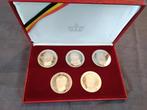 koffertje 5 Zilveren munten Belgische koningen, Ophalen, Zilver, Setje, Zilver