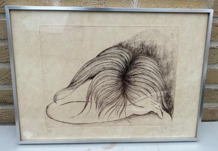 Ets, Andrée Gill. 1982, Antiek en Kunst, Kunst | Etsen en Gravures, Ophalen