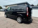 FORD TRANSIT CUSTOM * SPORT * AUT * 170PK * DUB CAB * CAMERA, Testrit aan huis, Leder en Stof, Zwart, Bedrijf