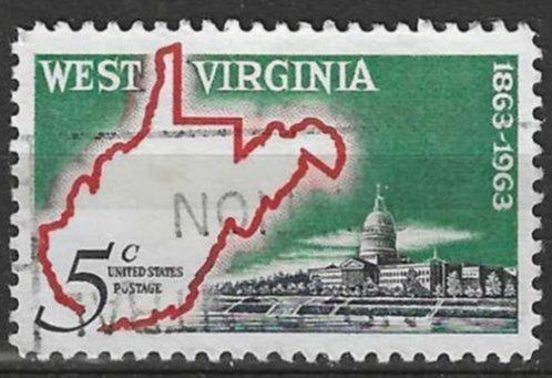 USA 1963 - Yvert 746 - 100 jaar West Virginia (ST), Timbres & Monnaies, Timbres | Amérique, Affranchi, Envoi