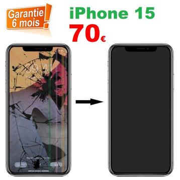 Remplacement /Réparation écran iPhone 15 Garantie 6 mois, Télécoms, Enlèvement, Apple iPhone