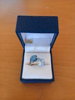 Bague en or blanc 18 carats et deux pierres de topaze, Handtassen en Accessoires, Ringen, Ophalen, Nieuw, Wit, Goud