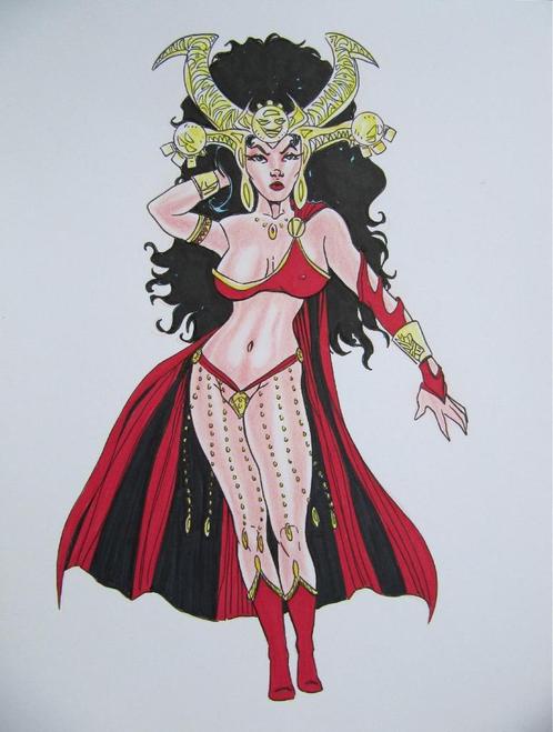 Siriguana kleurtekening Dejah Thoris (Warlord Mars Girl), Antiek en Kunst, Kunst | Tekeningen en Fotografie, Verzenden