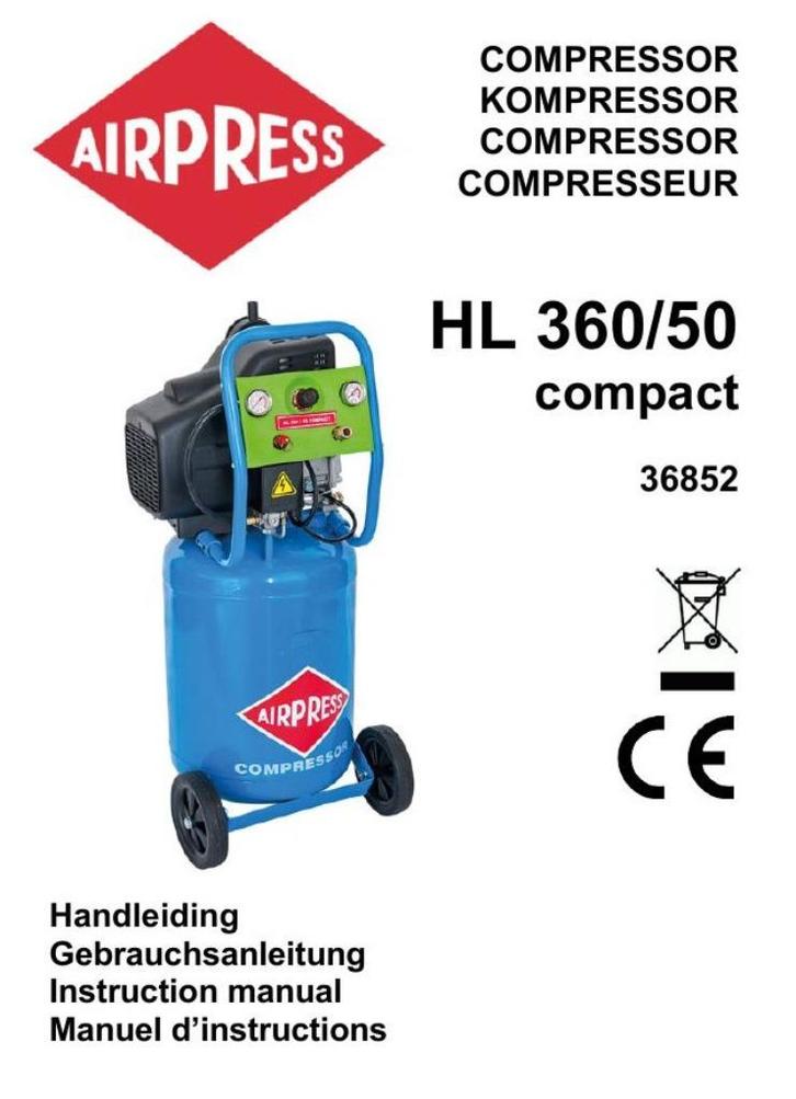 Airpress compressor HL360/50, Doe-het-zelf en Bouw, Compressors, Gebruikt, 6 tot 10 bar, 25 tot 100 liter, Mobiel, Olievrij, Ophalen