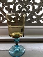 Wijnglas met blauwe steel, amberkleurige beker, Ophalen of Verzenden