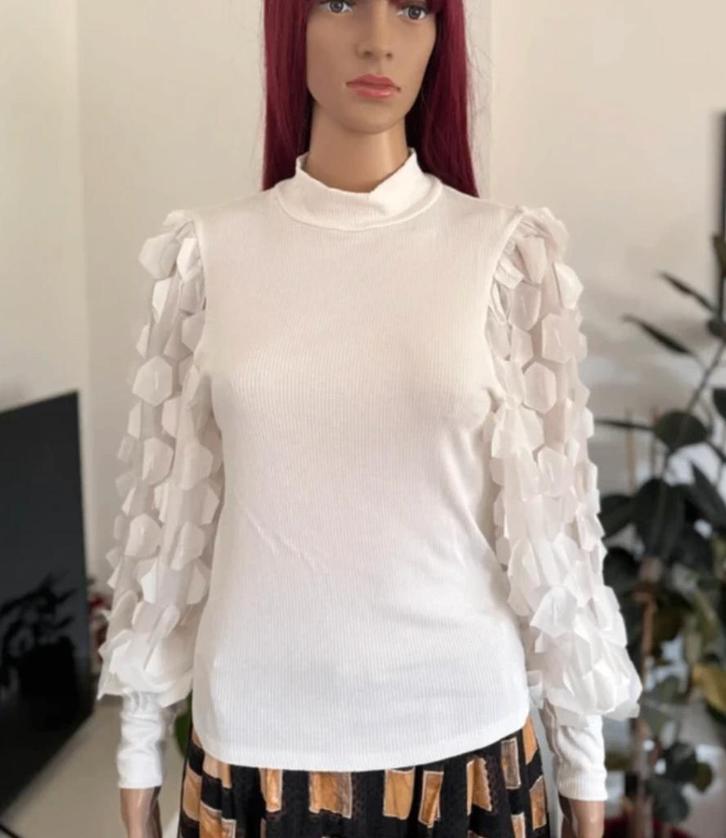 Unique shirt with very cool sleeves (size S/M), Kleding | Dames, T-shirts, Zo goed als nieuw, Maat 38/40 (M), Beige, Lange mouw