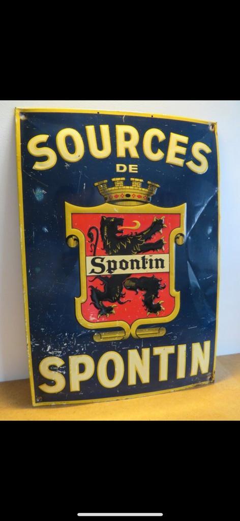 Rare plaque publicitaire ancienne Sources de Spontin 1937, Collections, Marques & Objets publicitaires, Comme neuf, Enlèvement ou Envoi