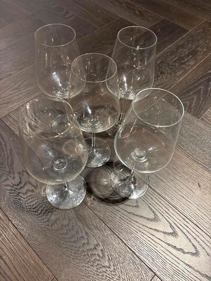 Set van 5 wijnglazen – 25cm hoog, Verzamelen, Glas en Drinkglazen, Zo goed als nieuw, Ophalen