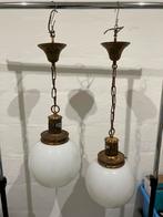 2 vintage opaline bollampen stijl bistrot grand café retro, Antiek en Kunst, Ophalen of Verzenden