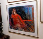 Devolder Roland -Olie op papier - jongeling in rood - kader, Antiek en Kunst, Ophalen of Verzenden