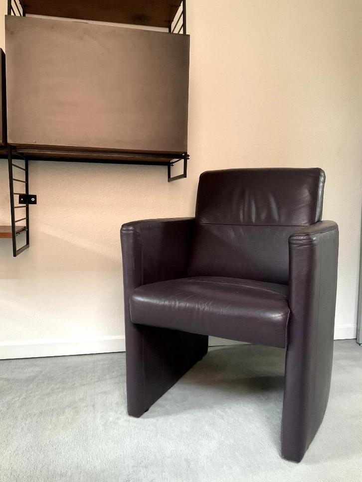 éénzit in leder (donker paars), Huis en Inrichting, Zetels | Zetels, Gebruikt, Eenpersoons, Minder dan 150 cm, Minder dan 75 cm