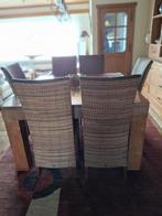 eetkamerstoelen combinatie leder/gevlochten hout, Comme neuf, Enlèvement, Cinq, Six Chaises ou plus, Bois