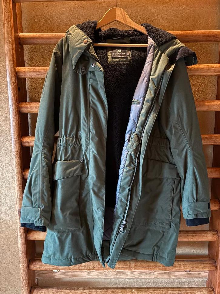 Didriksons groene waterdichte jas maat 42, Kleding | Dames, Jassen | Winter, Zo goed als nieuw, Maat 42/44 (L), Groen, Verzenden