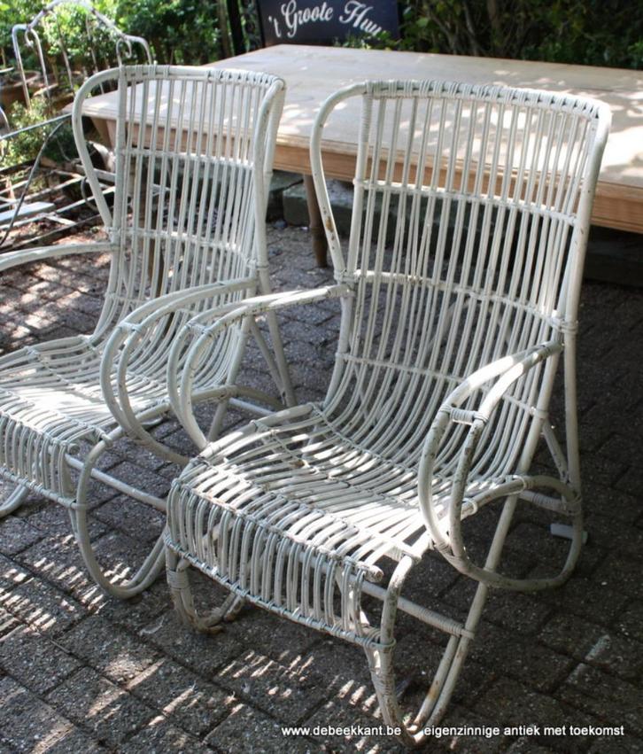 Retro vintage oude rieten bamboe zetel Belse 8. Sixties., Verzamelen, Retro, Ophalen