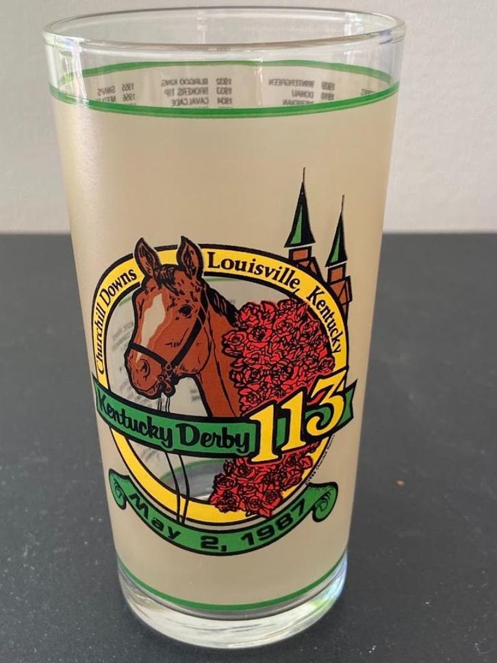 Vintage drinkglas van de paardenrace KENTUCKY DERBY uit 1987, Dieren en Toebehoren, Paardrijkleding, Zo goed als nieuw, Overige typen