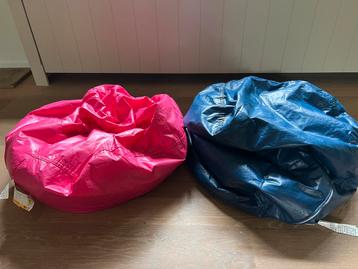 2 poufs (bean bags) enfants , 1 rose, 1 bleu, Enlèvement ou Envoi, Utilisé, Bleu